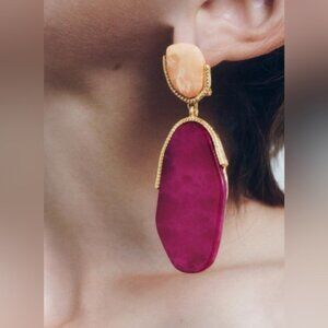 Zara Pebble Stone Earrings Purple NWT ✨✨💕